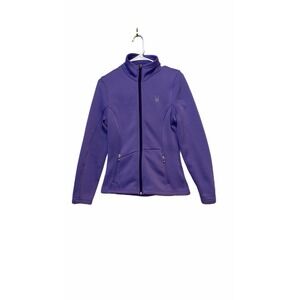 SPYDER Core Ribbed Sweater Jacket Full Zip Up Violet Purple Women's Large Cotton